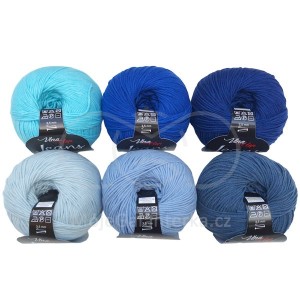 Příze Jeans, (Vlna-Hep), sada 2304 (6ks), modrá