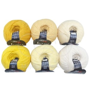 Příze Jeans, (Vlna-Hep), sada 2306 (6ks), žlutá
