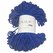 Příze Mila, 3mm, bavlněná šňůra,  Glitter, Modrá tm. stříbrná (16673)