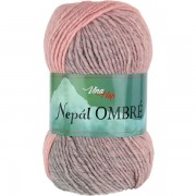 Příze Nepál Ombré, 7402, růžová-sv.šedá
