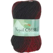 Příze Nepál Ombré, 7405, červeno-černá