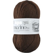 Příze Papatya Merino 50, 9080, hnědá