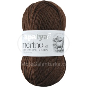Příze Papatya Merino 50, 9080, hnědá