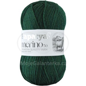 Příze Papatya Merino 50, 56150, tmavě zelená