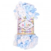 Příze Puffy color, 5865, modrobílý melír