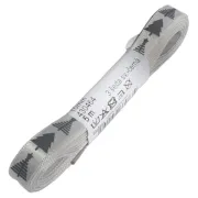 Stuha 10mm, saténová, vánoční, šedá, černé stromečky (svazek:5m)