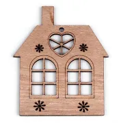 Dřevěný domeček k zavěšení, 66x79 mm, hnědý přírodní