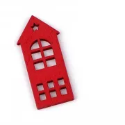 Dřevěný domeček k nalepení, 20x45 mm, červený