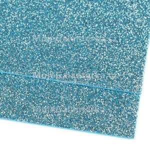 Pěnová guma Moosgummi s glitry, 20x30 cm, modrá ledová