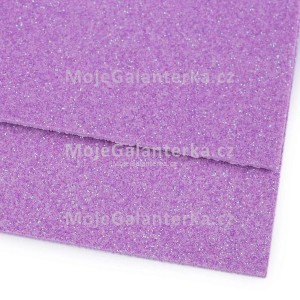 Pěnová guma Moosgummi s glitry, 20x30 cm, fialová lila