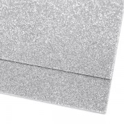 Pěnová guma Moosgummi s glitry, 20x30 cm, stříbrná světlá